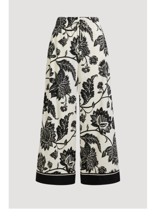 Joie Pants - Women's Joie Wide Leg Pants Size L Black and White Floral Print